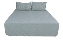 Green Fine Stripe Pure Cotton Fitted Sheet Combo