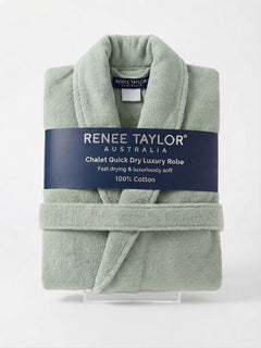 Chalet Robe Quick Dry Terry Cotton Eucalyptus