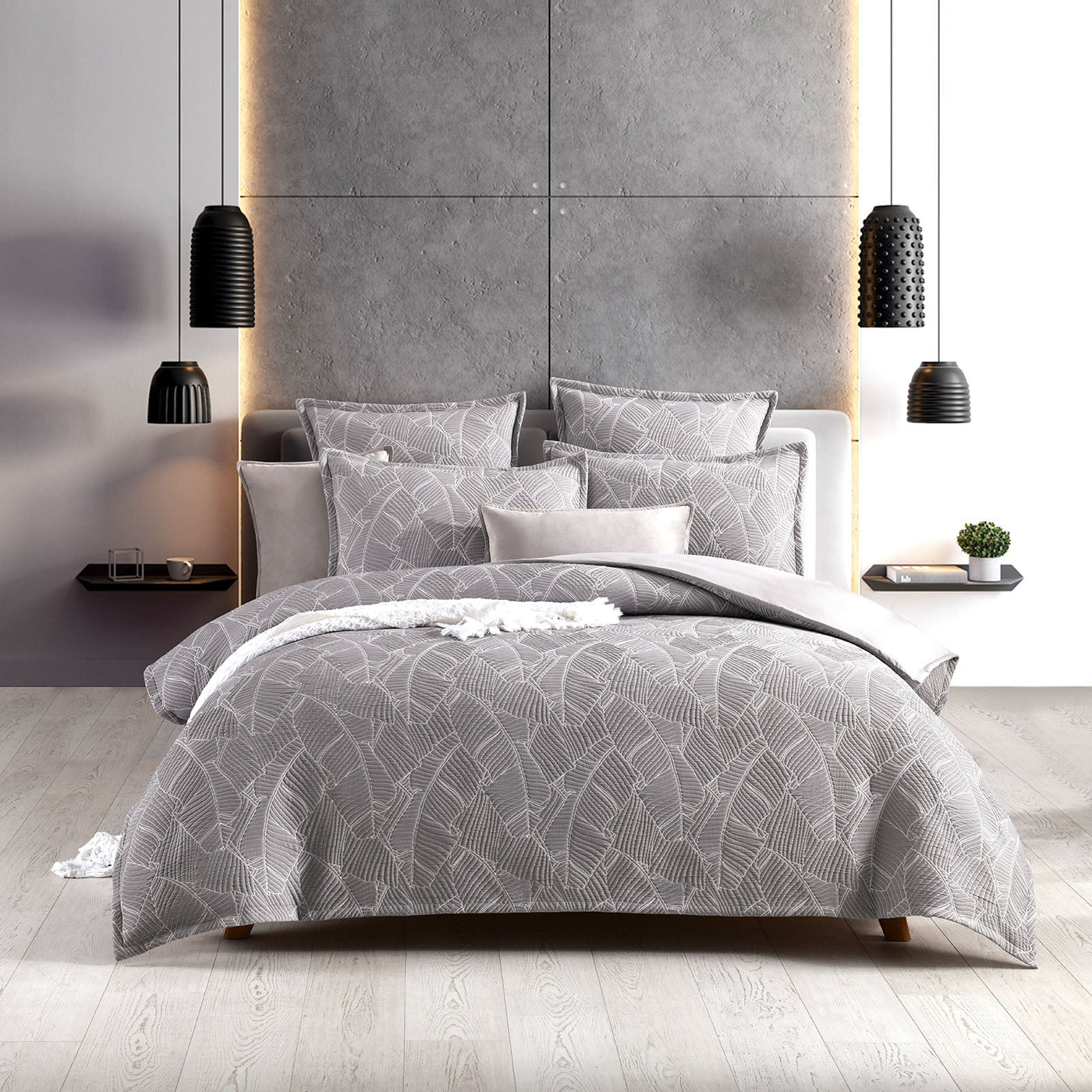 Bengali Jacquard Quilt cover Set Silver