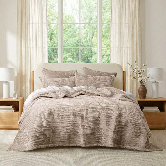 Blake Velvet Coverlet Set Nude