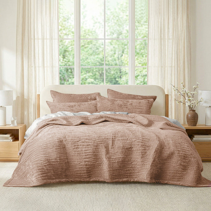 Blake Velvet Coverlet Set Wood