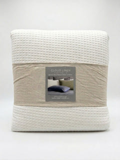 Boronia Stone Washed Cotton Waffle Comforter Set Ivory