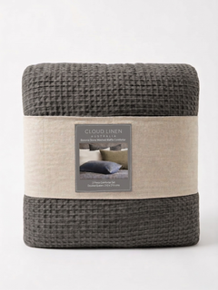 Boronia Stone Washed Cotton Waffle Comforter Set Magnet