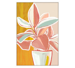 Bungalow B Framed Canvas 60 x 90 x 4cm Yellow & Pink Multi
