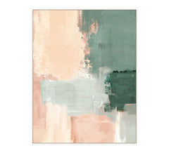 Edison Glow Framed Canvas 70 x 90 x 4cm Green & Peach Multi