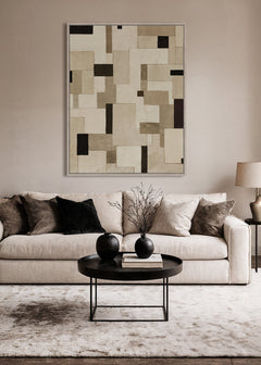 Facade Framed Canvas 70 x 90 x 4cm Beige & Black Multi