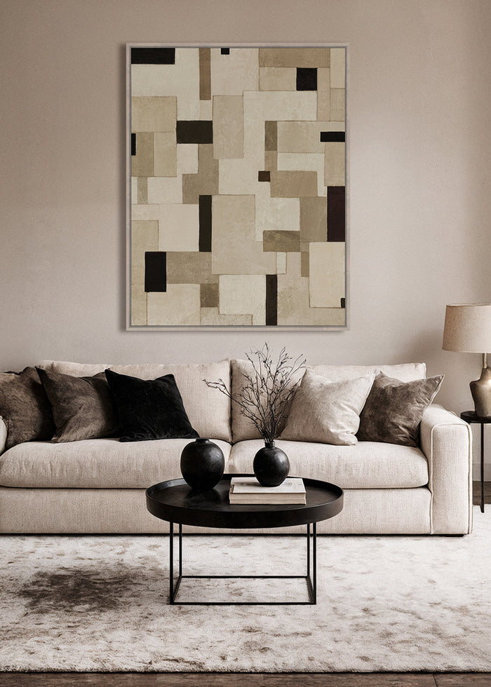 Facade Framed Canvas 70 x 90 x 4cm Beige & Black Multi