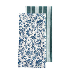 Floral Sonata 2pk Tea Towel Set 50 x 70 cm Blue