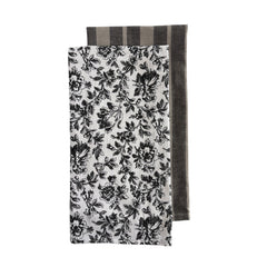 Floral Sonata 2pk Tea Towel Set 50 x 70 cm Charcoal