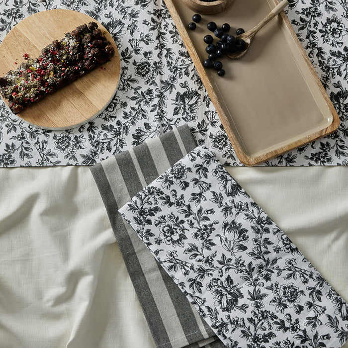 Floral Sonata 2pk Tea Towel Set 50 x 70 cm Charcoal