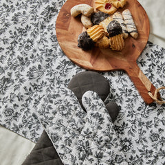 Floral Sonata Oven Mitt 2pk 19x35cm Charcoal