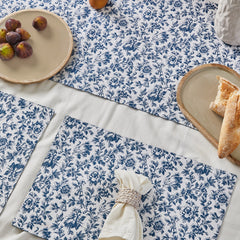 Floral Sonata Reversible Placemats Set of 4 33x48cm Blue