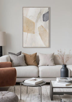 Franz Framed Canvas 60 x 90 x 4cm Beige & White Multi