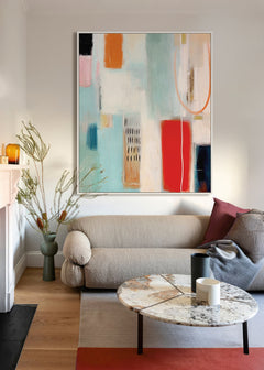 From Now On Framed Canvas 100 x 120 x 4cm Red & Blue Multi