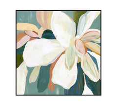 Grace Bloom Framed Canvas 80 x 80 x 4cm White & Green Multi