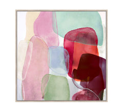 Jelly Story Framed Canvas 80 x 80 x 4cm Pink & Green Multi