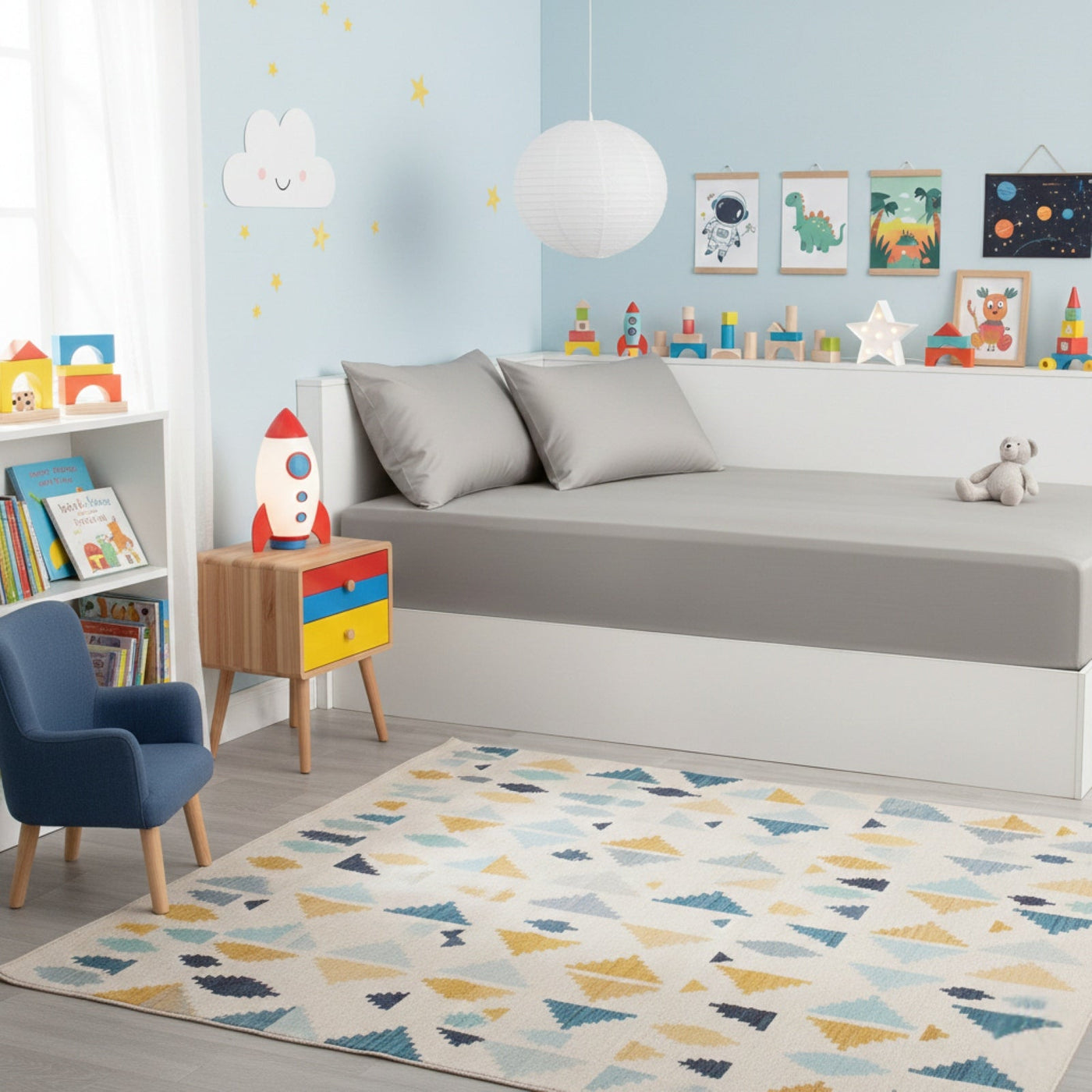 Kids Bamboo Cotton Fitted Sheet & pillowcase Set Charcoal