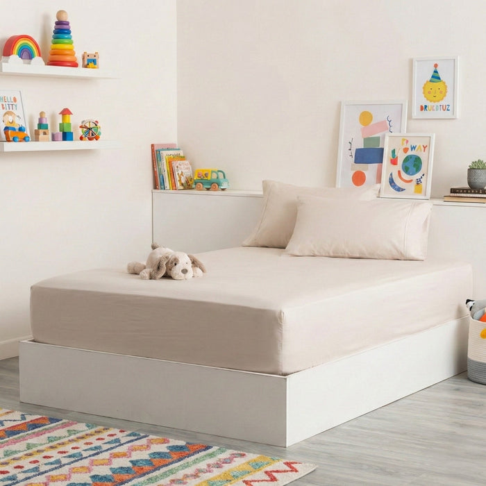 Kids Bamboo Cotton Fitted Sheet & pillowcase Set Dove