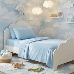 Kids Bamboo Cotton sheets 500 TC set Mid Blue