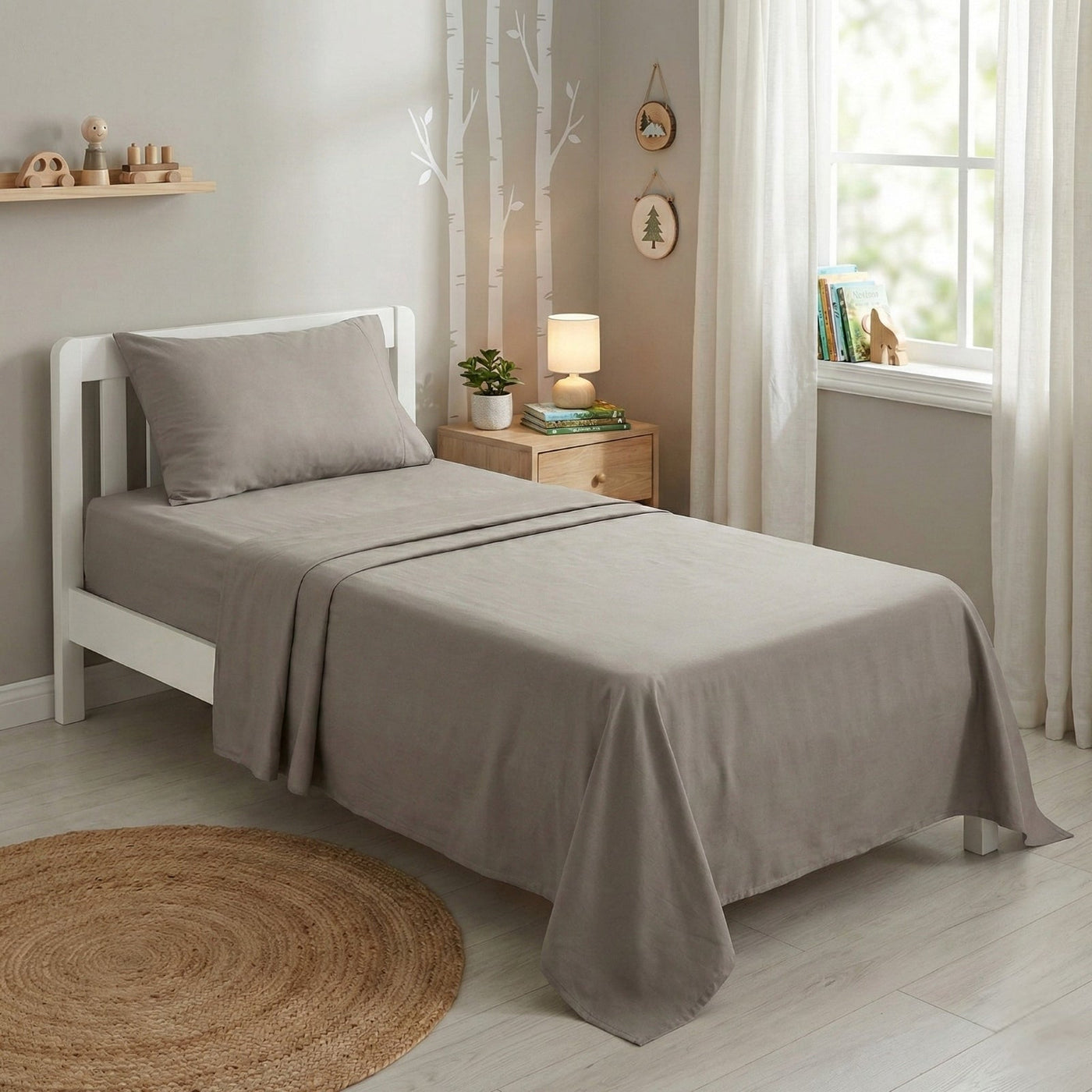 Kids Bamboo Cotton sheets 500 TC set Pewter