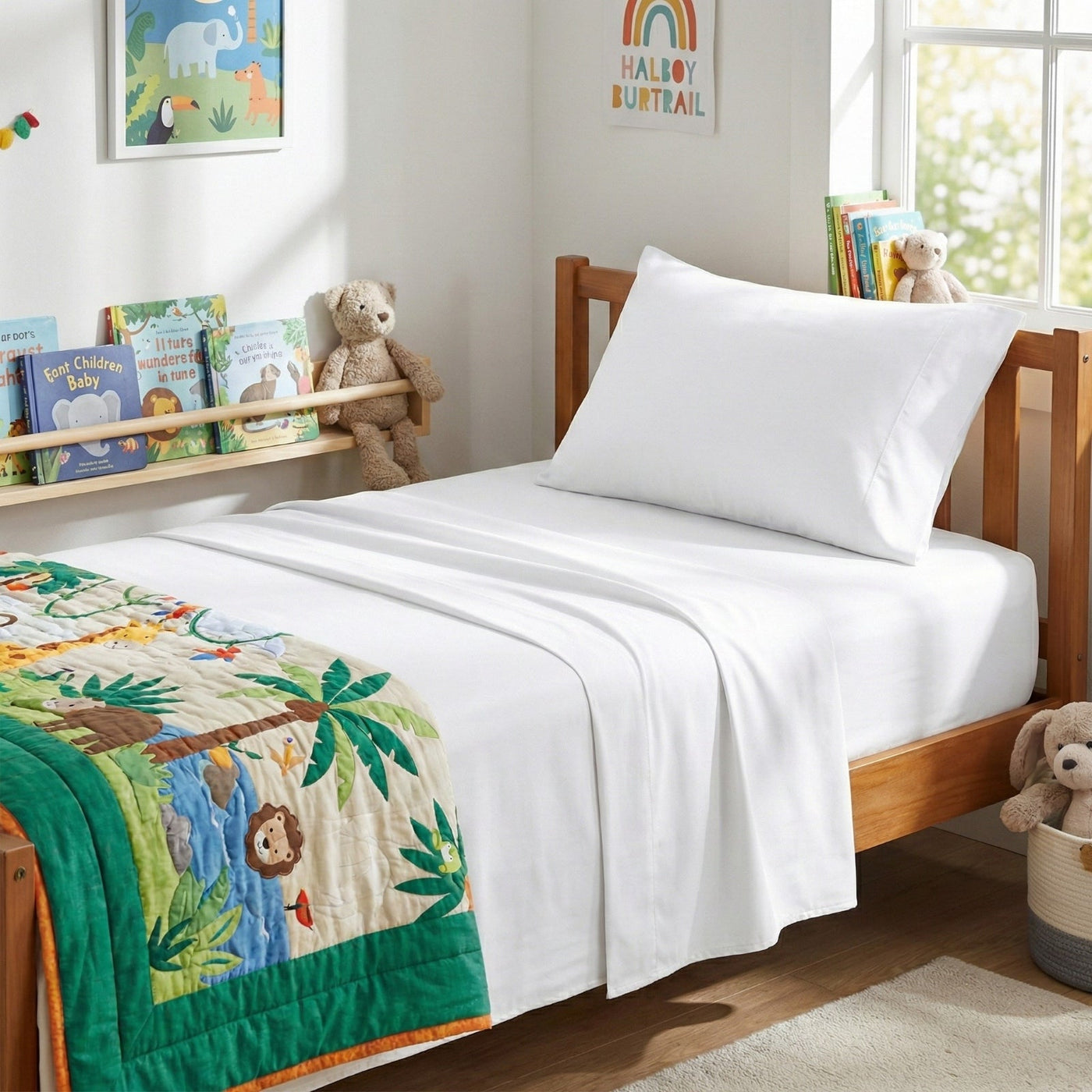 Kids Bamboo Cotton sheets 500 TC set White