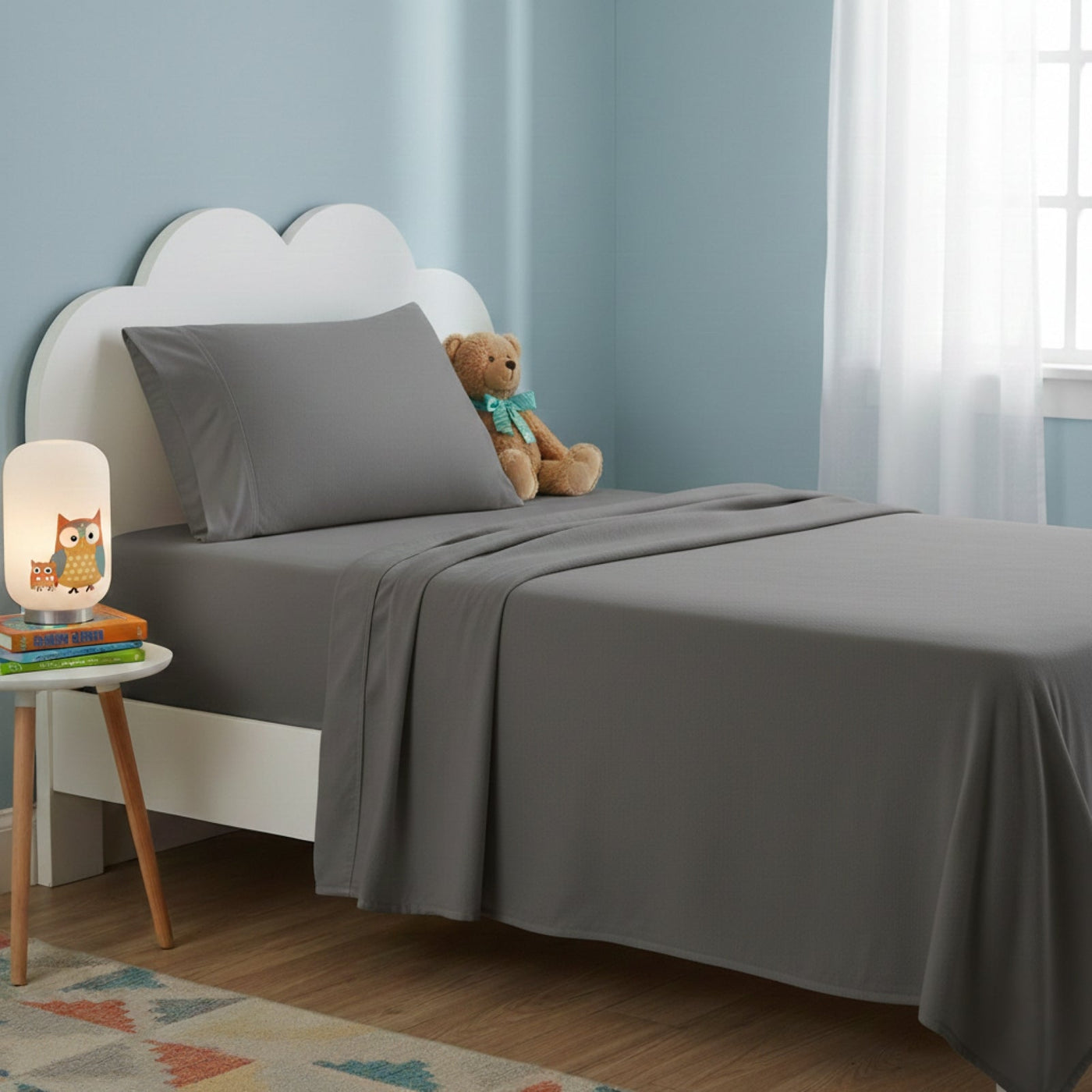 Kids Flannelette Sheets Egyptian Cotton Silver