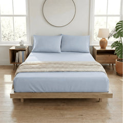 Kids Organic Cotton Fitted & Pillow case Set Baby Blue