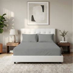 Kids Organic Cotton Fitted & Pillow case Set Steel Grey