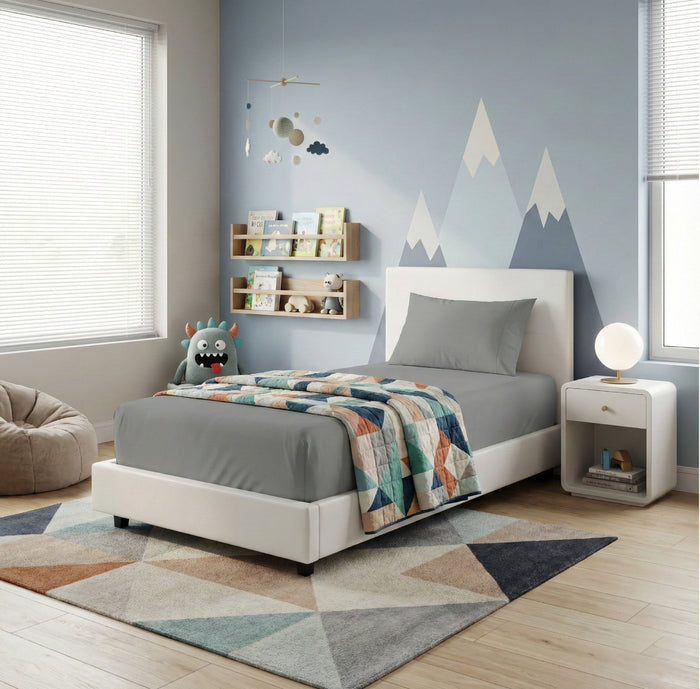 Kids Organic Cotton Fitted & Pillow case Set Steel Grey