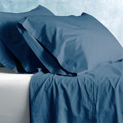 Kids European Vintage Washed Cotton Sheet Sets Blue
