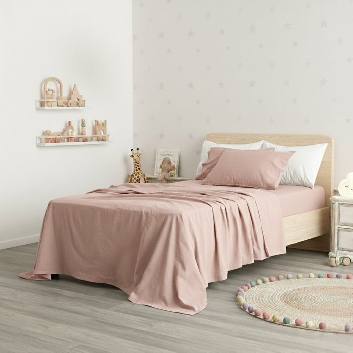 Kids European Vintage Washed Cotton Sheet Sets Blush