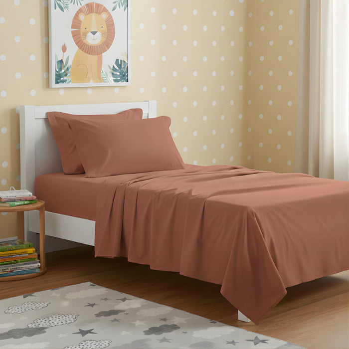 Kids European Vintage Washed Cotton Sheets Auburn