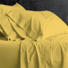 Kids European Vintage Washed Cotton Sheets Misted Yellow