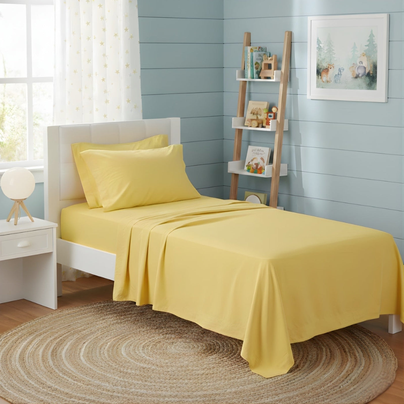 Kids European Vintage Washed Cotton Sheets Misted Yellow