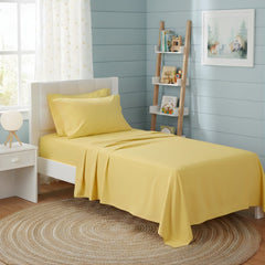 Kids European Vintage Washed Cotton Sheets Misted Yellow