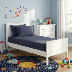 Kids Flannelette Fitted & Pillowcase Set Ink
