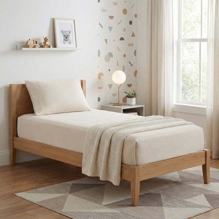 Kids Flannelette Fitted & Pillowcase Set Sand