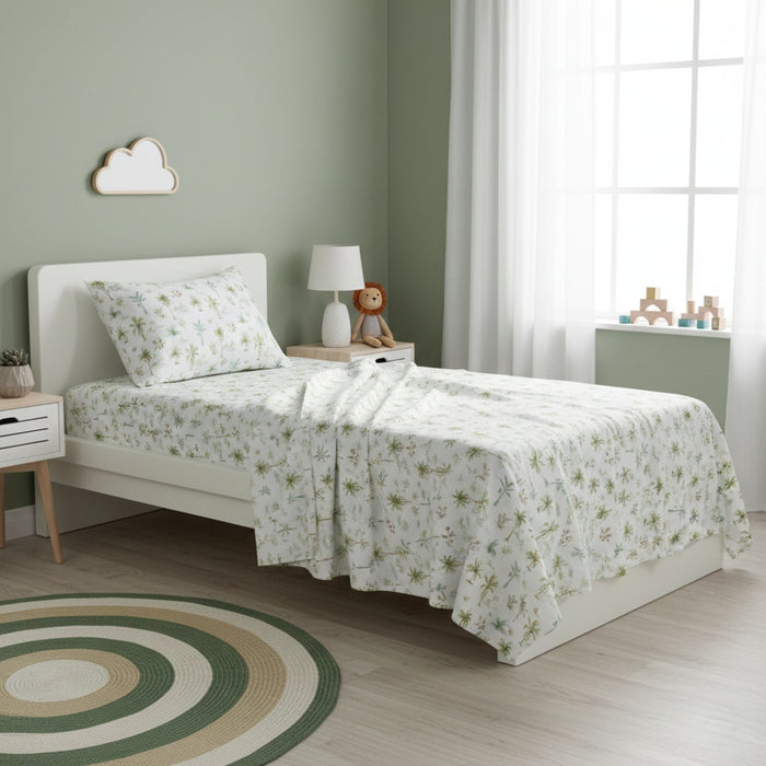 Kids Flannelette Sheet Set Egyptian Cotton Capri Palm