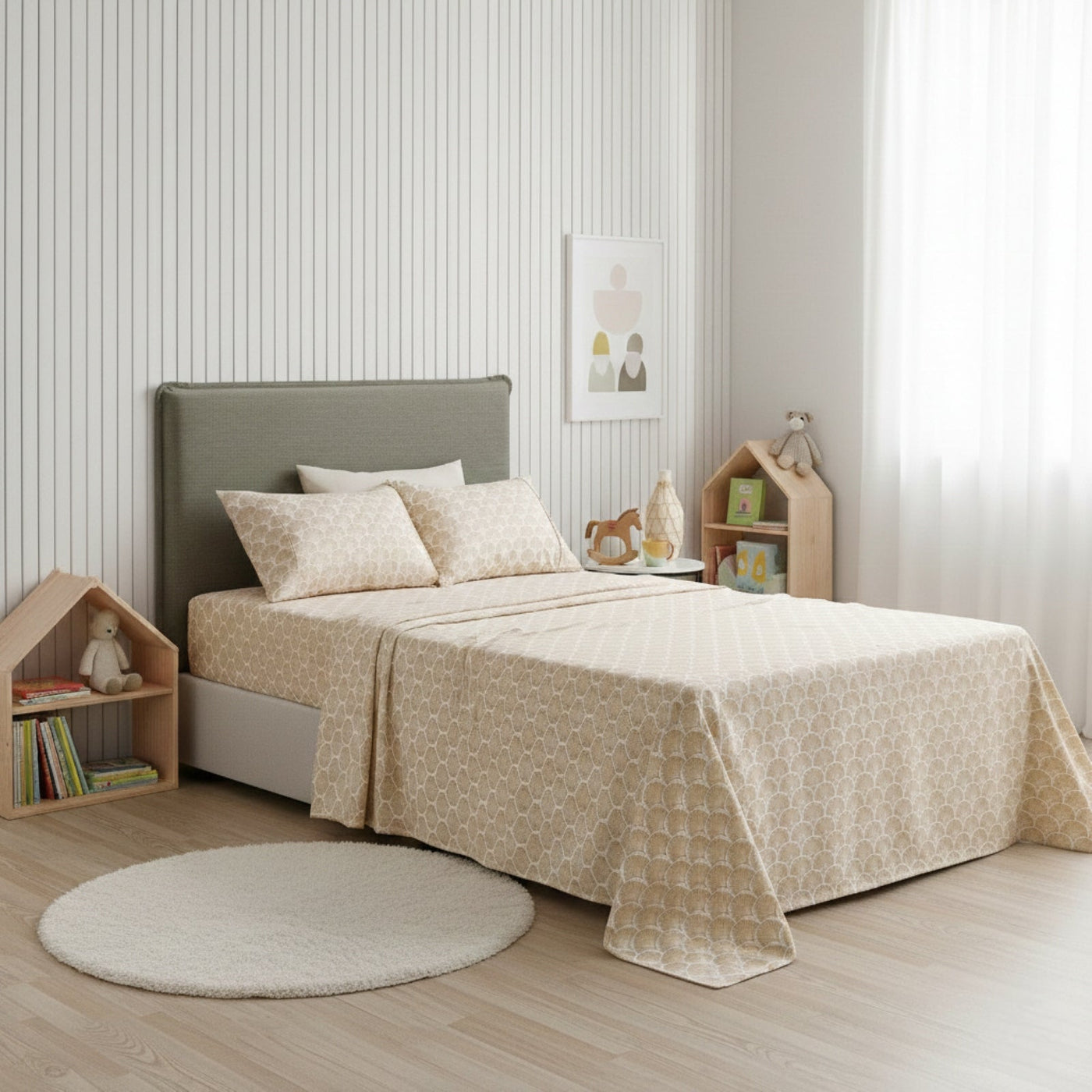 Kids Flannelette Sheet Set Egyptian Cotton Ginko