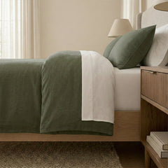 Washed Linen Cotton Quilt Cover Set Leaf