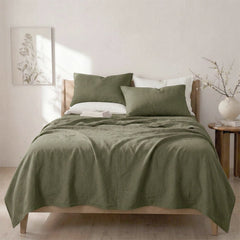 Washed Linen Cotton Sheet Set Leaf