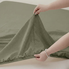 Washed Linen Cotton Sheet Set Leaf