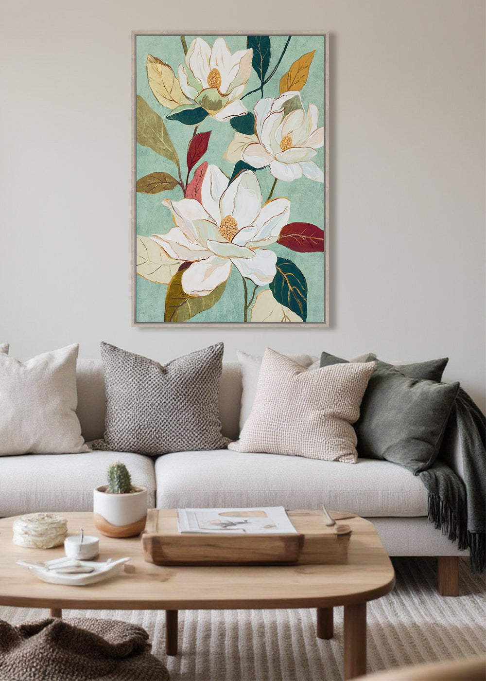 Madame Fleur Framed Canvas 60 x 90 x 4cm Blue & White Multi