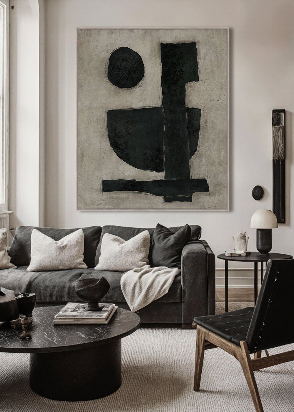 Manmade 1. Framed Canvas 100 x 120 x 4cm Black & Grey Multi