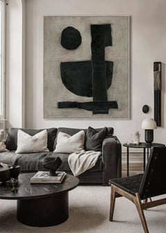 Manmade 1. Framed Canvas 100 x 120 x 4cm Black & Grey Multi