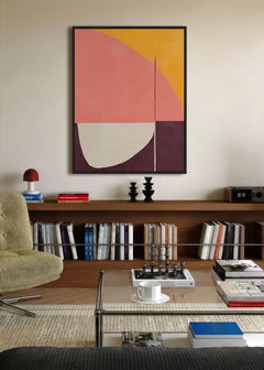 Moderne Framed Canvas 70 x 90 x 4cm Burgundy & Orange Multi