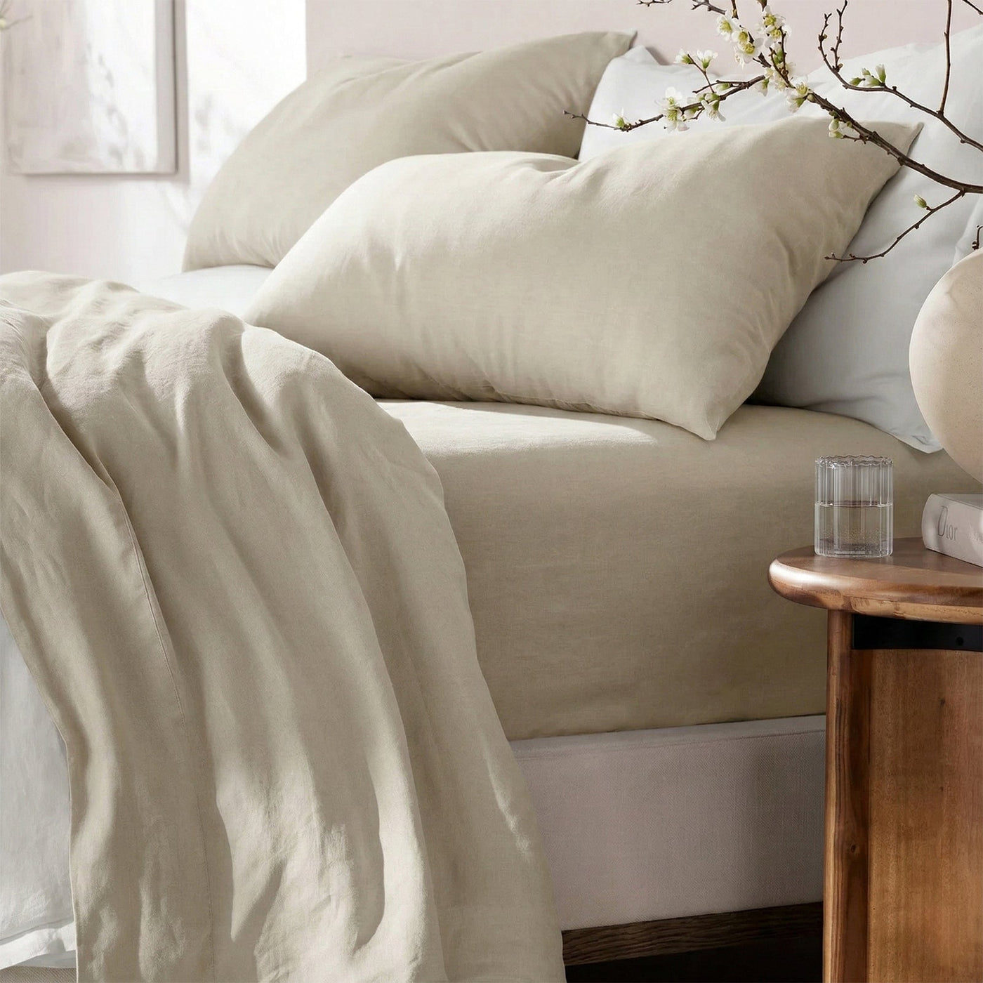 Washed Linen Cotton Sheet Set Natural
