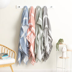 Throw Vinatge washed Textured Cotton Ray Striped Nude
