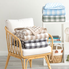 Blanket Washed Cotton Gingham Reversible Ash