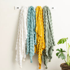 Wave Cotton Chenille Throw Mustard